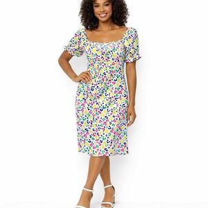 Cabana‎ by Crown & Ivy Women's Floral Print Dress 0X Multicolor Summer Resort
